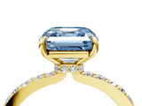 Yellow gold Fancy Blue Asscher  Cut Diamond Ring with Pavé Band and Four-Prong Setting_21