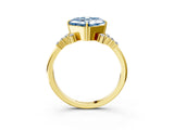 Yellow gold Fancy Blue Asscher Cut Diamond Ring with Side Stones and Four-Prong Setting_61