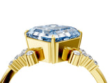Yellow gold Fancy Blue Asscher Cut Diamond Ring with Side Stones and Four-Prong Setting_62