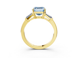 Yellow gold Fancy Blue Asscher  Cut Diamond Ring with Tapered Baguette Side Stones in Four-Prong Setting_6
