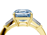 Yellow gold Fancy Blue Asscher  Cut Diamond Ring with Tapered Baguette Side Stones in Four-Prong Setting_7