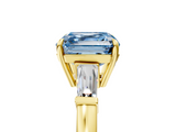 Yellow gold Fancy Blue Asscher  Cut Diamond Ring with Tapered Baguette Side Stones in Four-Prong Setting_8