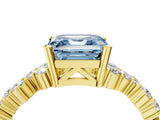 Yellow gold Fancy Blue Asscher Cut Diamond Scattered Round Accent Ring with Prong Setting_16