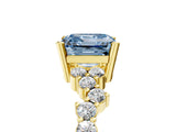 Yellow gold Fancy Blue Asscher Cut Diamond Scattered Round Accent Ring with Prong Setting_17