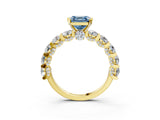 Yellow gold Fancy Blue Asscher Cut Diamond Side Stone Engagement Ring with Four-Prong Setting_27