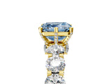 Yellow gold Fancy Blue Asscher Cut Diamond Side Stone Engagement Ring with Four-Prong Setting_29