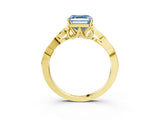 Yellow gold Fancy Blue Asscher Cut Diamond Solitaire Celtic Knot Ring with Four-Prong Setting_37