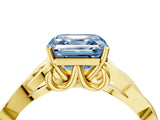 Yellow gold Fancy Blue Asscher Cut Diamond Solitaire Celtic Knot Ring with Four-Prong Setting_38