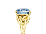 Yellow gold Fancy Blue Asscher Cut Diamond Solitaire Celtic Knot Ring with Four-Prong Setting_39