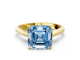 Yellow gold Fancy Blue Asscher Cut Diamond Solitaire Engagement Ring with Cathedral Setting and Four-Prong Mount_33