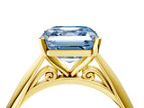 Yellow gold Fancy Blue Asscher Cut Diamond Solitaire Engagement Ring with Cathedral Setting and Four-Prong Mount_37