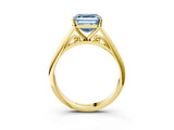 Yellow gold Fancy Blue Asscher Cut Diamond Solitaire Engagement Ring with Cathedral Setting and Four-Prong Mount_75