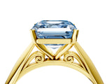 Yellow gold Fancy Blue Asscher Cut Diamond Solitaire Engagement Ring with Cathedral Setting and Four-Prong Mount_76