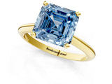 Yellow gold Fancy Blue Asscher Cut Diamond Solitaire Engagement Ring with Classic Band and Four-Prong Setting_35