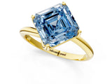 Yellow gold Fancy Blue Asscher Cut Diamond Solitaire Engagement Ring with Four-Prong Setting and Classic Band_55