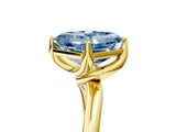 Yellow gold Fancy Blue Asscher Cut Diamond Solitaire Engagement Ring with Four-Prong Setting and Classic Band_59