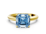 Yellow gold Fancy Blue Asscher Cut Diamond Solitaire Engagement Ring with Round Band and Four-Prong Setting_89