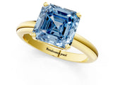 Yellow gold Fancy Blue Asscher Cut Diamond Solitaire Engagement Ring with Round Band and Four-Prong Setting_90