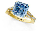 Yellow gold Fancy Blue Asscher Cut Diamond Solitaire Engagement Ring with Twisted Pavé Band and Four-Prong Setting_55