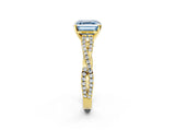 Yellow gold Fancy Blue Asscher Cut Diamond Solitaire Engagement Ring with Twisted Pavé Band and Four-Prong Setting_56