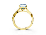 Yellow gold Fancy Blue Asscher Cut Diamond Solitaire Engagement Ring with Twisted Pavé Band and Four-Prong Setting_57