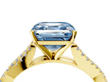 Yellow gold Fancy Blue Asscher Cut Diamond Solitaire Engagement Ring with Twisted Pavé Band and Four-Prong Setting_58
