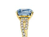Yellow gold Fancy Blue Asscher Cut Diamond Solitaire Engagement Ring with Twisted Pavé Band and Four-Prong Setting_59