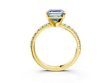Yellow gold Fancy Blue Asscher Cut Diamond Solitaire Pavé Engagement Ring with Round Band and Prong Setting_15