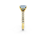 Yellow gold Fancy Blue Asscher Cut Diamond Solitaire Pavé Engagement Ring with Round Band and Prong Setting_50