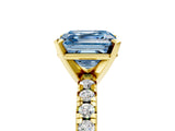 Yellow gold Fancy Blue Asscher Cut Diamond Solitaire Pavé Engagement Ring with Round Band and Prong Setting_53