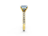Yellow gold Fancy Blue Asscher Cut Diamond Solitaire Pavé Engagement Ring with Round Band and Prong Setting_86