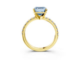 Yellow gold Fancy Blue Asscher Cut Diamond Solitaire Pavé Engagement Ring with Round Band and Prong Setting_87