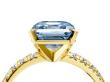 Yellow gold Fancy Blue Asscher Cut Diamond Solitaire Pavé Engagement Ring with Round Band and Prong Setting_88