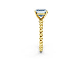 Yellow gold Fancy Blue Asscher Cut Diamond Solitaire Ring with Beaded Band and Prong Setting_42