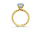 Yellow gold Fancy Blue Asscher Cut Diamond Solitaire Ring with Beaded Band and Prong Setting_43