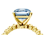 Yellow gold Fancy Blue Asscher Cut Diamond Solitaire Ring with Beaded Band and Prong Setting_44