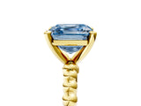 Yellow gold Fancy Blue Asscher Cut Diamond Solitaire Ring with Beaded Band and Prong Setting_45