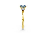 Yellow gold Fancy Blue Asscher Cut Diamond Solitaire Ring with Classic Band and Four-Prong Setting_2