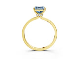 Yellow gold Fancy Blue Asscher Cut Diamond Solitaire Ring with Classic Band and Four-Prong Setting_3