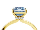Yellow gold Fancy Blue Asscher Cut Diamond Solitaire Ring with Classic Band and Four-Prong Setting_4