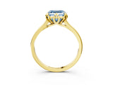 Yellow gold Fancy Blue Asscher Cut Diamond Solitaire Ring with Flower Prong Setting and Classic Band_100