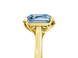 Yellow gold Fancy Blue Asscher Cut Diamond Solitaire Ring with Flower Prong Setting and Classic Band_102