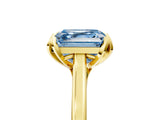 Yellow gold Fancy Blue Asscher Cut Diamond Solitaire Ring with Flower Prong Setting and Classic Band_17