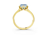 Yellow gold Fancy Blue Asscher Cut Diamond Solitaire Ring with Flower Prong Setting and Classic Band_39
