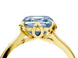Yellow gold Fancy Blue Asscher Cut Diamond Solitaire Ring with Flower Prong Setting and Classic Band_40