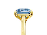 Yellow gold Fancy Blue Asscher Cut Diamond Solitaire Ring with Flower Prong Setting and Classic Band_41