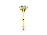 Yellow gold Fancy Blue Asscher Cut Diamond Solitaire Ring with Flower Prong Setting and Classic Band_99