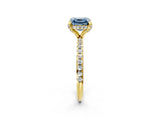 Yellow gold Fancy Blue Asscher Cut Diamond Solitaire Ring with Four-Prong Setting and Pavé Band_5