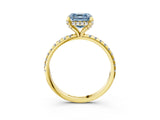Yellow gold Fancy Blue Asscher Cut Diamond Solitaire Ring with Four-Prong Setting and Pavé Band_6