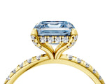 Yellow gold Fancy Blue Asscher Cut Diamond Solitaire Ring with Four-Prong Setting and Pavé Band_7